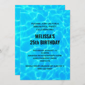 ブループ澄んール水写真誕生日 招待状 (正面/裏面)