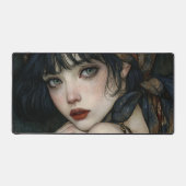 ブルーヘアの女性の肖像画アート デスクマット (正面)