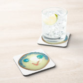ブルーヘアエモジアートプリント/グラフィック コースター (右側)