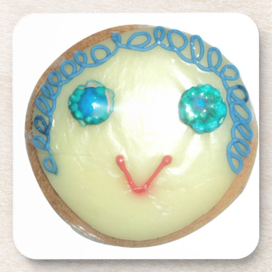 ブルーヘアエモジアートプリント/グラフィック コースター (正面)