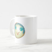 ブルーヘアエモジアートプリント/グラフィック コーヒーマグカップ (正面左)