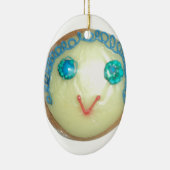 ブルーヘアエモジアートプリント/グラフィック セラミックオーナメント (右)