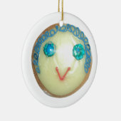 ブルーヘアエモジアートプリント/グラフィック セラミックオーナメント (右)