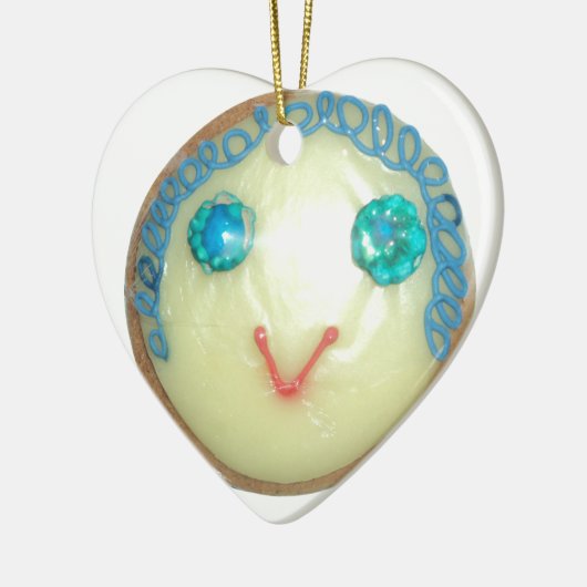 ブルーヘアエモジアートプリント/グラフィック セラミックオーナメント (左)