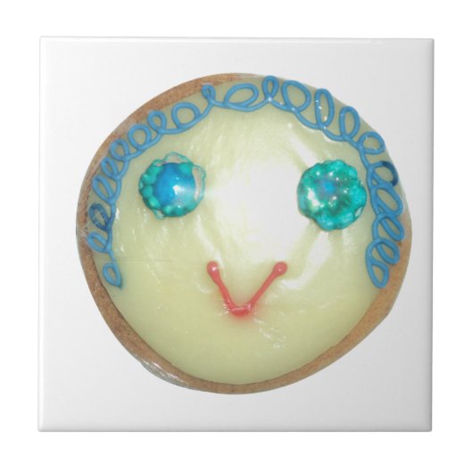 ブルーヘアエモジアートプリント/グラフィック タイル (正面)