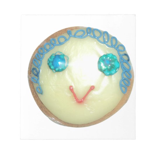 ブルーヘアエモジアートプリント/グラフィック ノートパッド (正面)