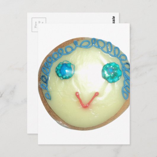 ブルーヘアエモジアートプリント/グラフィック ポストカード (正面/裏面)