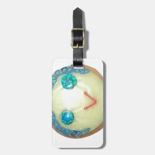 ブルーヘアエモジアートプリント/グラフィック ラゲッジタグ (正面縦)