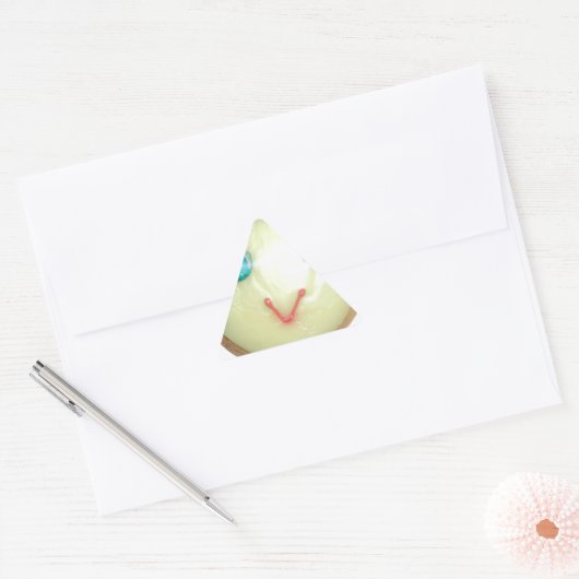 ブルーヘアエモジアートプリント/グラフィック 三角形シール (封筒)