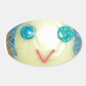 ブルーヘアエモジアートプリント/グラフィック 楕円形シール (正面)