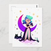 ブルーヘアガールとゴシック風のアヒル ポストカード (正面/裏面)