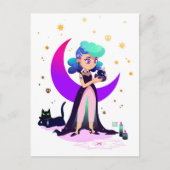 ブルーヘアガールとゴシック風のアヒル ポストカード (正面)