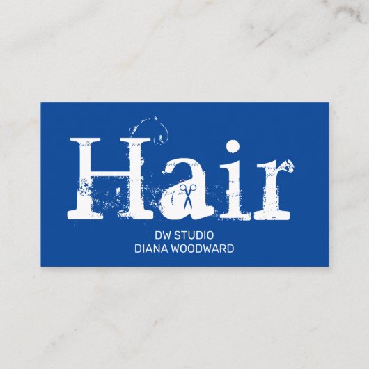 ブルーヘアサロンビジネスカード 名刺 (正面)