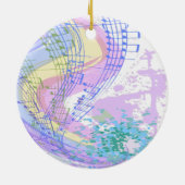 ブルーヘアファッションマンガイラストレーション踊り セラミックオーナメント (裏面)