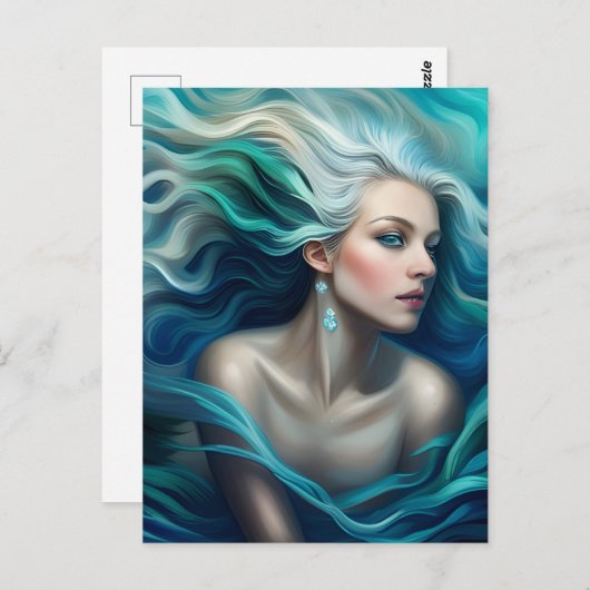 ブルーヘアマーメイド ポストカード (正面/裏面)