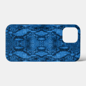 ブルーヘビ革風プリント Case-Mate iPhoneケース (裏面 (横))