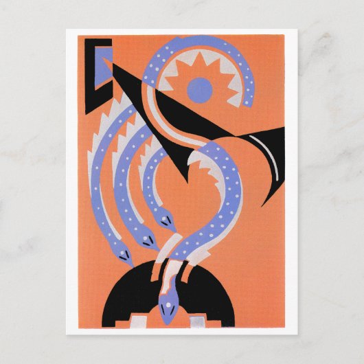 ブルーヘビ4匹 ポストカード (正面)