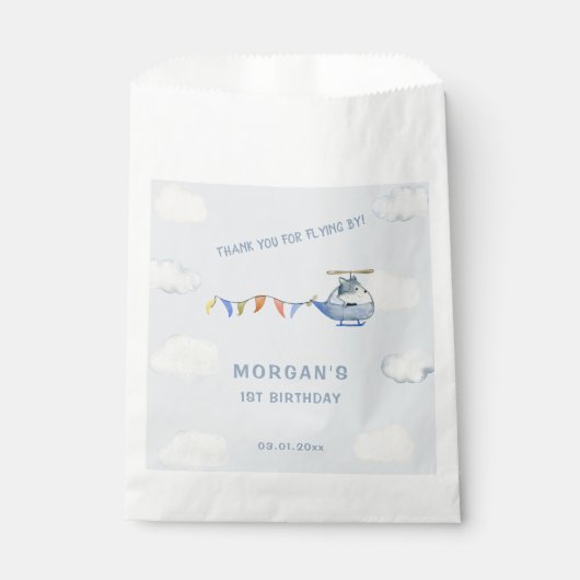 ブルーヘリコプターキュートウルフファースト誕生日 フェイバーバッグ (正面)