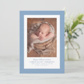 ブルーヘリンボーンツイードのフレームシンプル誕生 案内状 (スタンド正面)