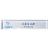 ブルーヘルメスロッド水リップルカドゥセウス医療 デスクネームプレート (正面)