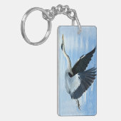 ブルーヘロンが水上を飛行 キーホルダー (正面左)