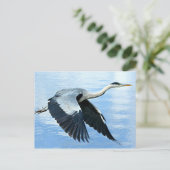 ブルーヘロンが水上を飛行 ポストカード (スタンド正面)
