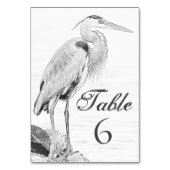 ブルーヘロンと岩、水鳥のスケッチ結婚ズ テーブルナンバー (裏面)