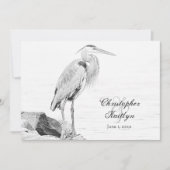 ブルーヘロンと岩、水鳥のスケッチ結婚ズ 招待状 (正面)