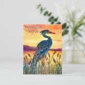 ブルーヘロンサンセットグリーティングカード サンキューカード (スタンド正面)