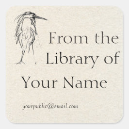 ブルーヘロンスケッチ蔵書票 スクエアシール