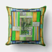 ブルーヘロンステンドグラス クッション (正面)