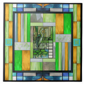 ブルーヘロンステンドグラス タイル (正面)