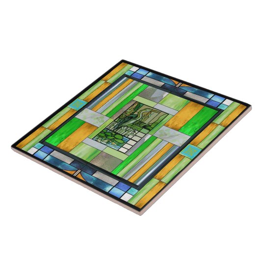 ブルーヘロンステンドグラス タイル (側面)