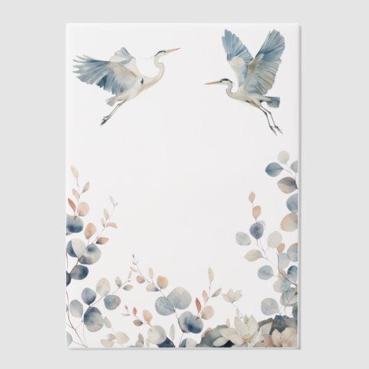 ブルーヘロンパステル離れズ結婚ベラム ベラム紙招待状 (正面)