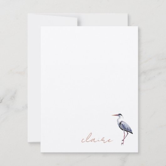 ブルーヘロンパーソナライズされた ノートカード (正面)