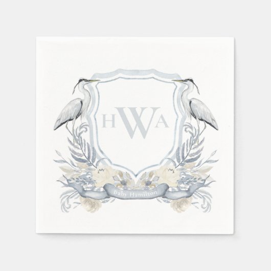 ブルーヘロンモノグラムクレストグランドミレニアル スタンダードカクテルナプキン (正面)