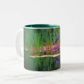 ブルーヘロンリフレクションズ動物パーソナライズされた美術 ツートーンマグカップ (正面左)