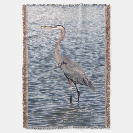ブルーヘロン水投げ毛布 スローブランケット (正面縦)