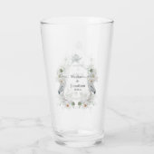 ブルーヘロン水鳥ホワイトウォーター色フローラ タンブラーグラス (裏面)