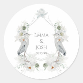 ブルーヘロン水鳥ホワイトフローラエテ結婚リアズ ラウンドシール