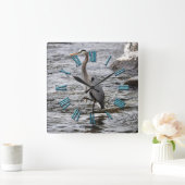 ブルーヘロン素晴らしワイルドライフバードラバーの写真 スクエア壁時計 (ホーム)