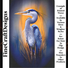 ブルーヘロン、オレンジと深いインディゴBW2デコページ 薄葉紙