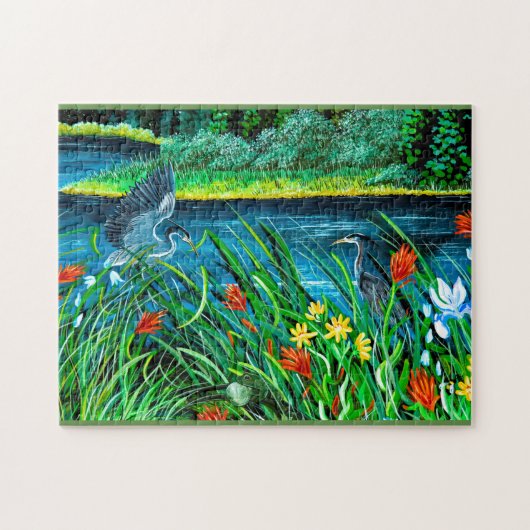 ブルーヘロン@Toddレイクパズル ジグソーパズル (横)