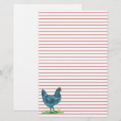 ブルーヘンチキンの水彩画 赤線入り 便箋 (正面/裏面)