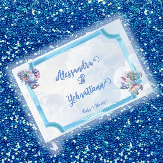 ブルーベお洒落リエレガントー格言ベビーシャワー ゲストブック