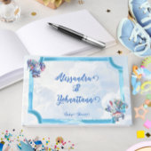 ブルーベお洒落リエレガントー格言ベビーシャワー ゲストブック