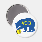 ブルーベアとイエローバスケットボール&ナンバー マグネット (正面/裏面)