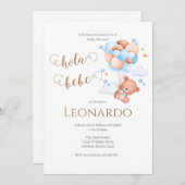 ブルーベアの赤ちゃんシャワーの招待状 招待状 (正面/裏面)