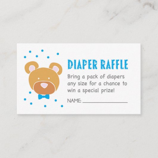 ブルーベアーおむつラッフルチケット エンクロージャーカード (正面)