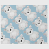 ブルーベアーウォーター色ボーイベビーシャワー ラッピングペーパー (フラット)